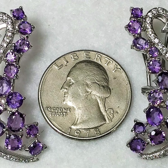 Genuine,Natural Amethyst 925 Solid Sterling Silver - Picture 3 of 5